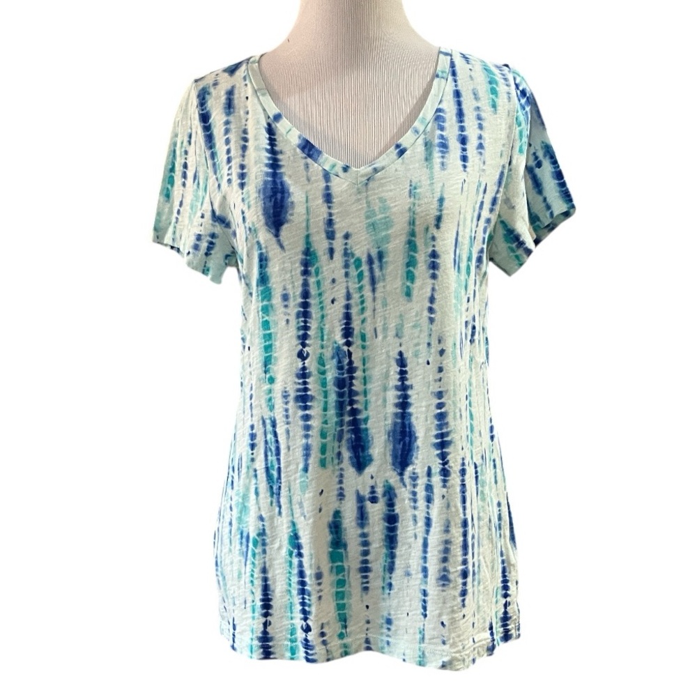 SONOMA SHORT SLEEVE TIE DYE SHIRT BLUE SIZE PETITE SMALL